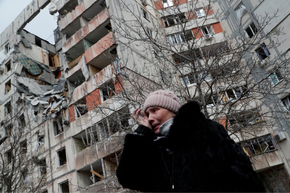 A view shows the besieged city of Mariupol