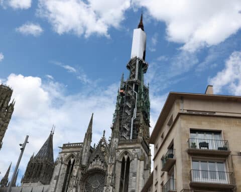 SPIRE FIRE AT FRANCE'S ROUEN CATHEDRAL