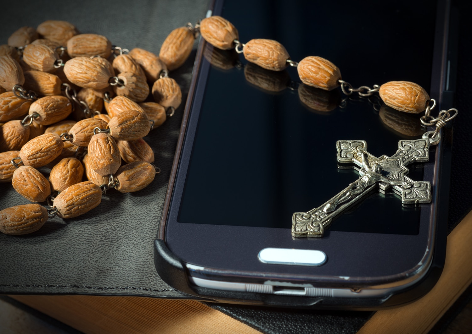 rosary and phone