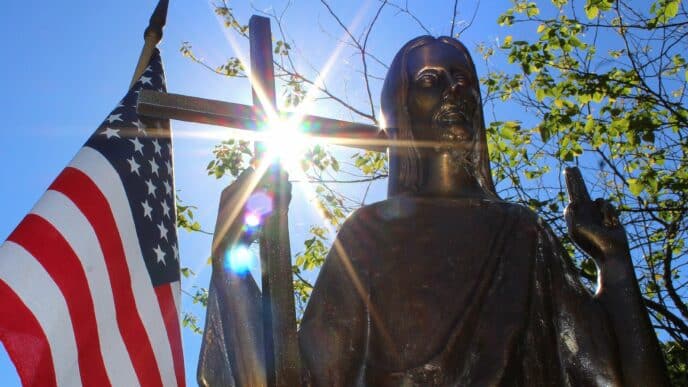 Christ the King with American flag