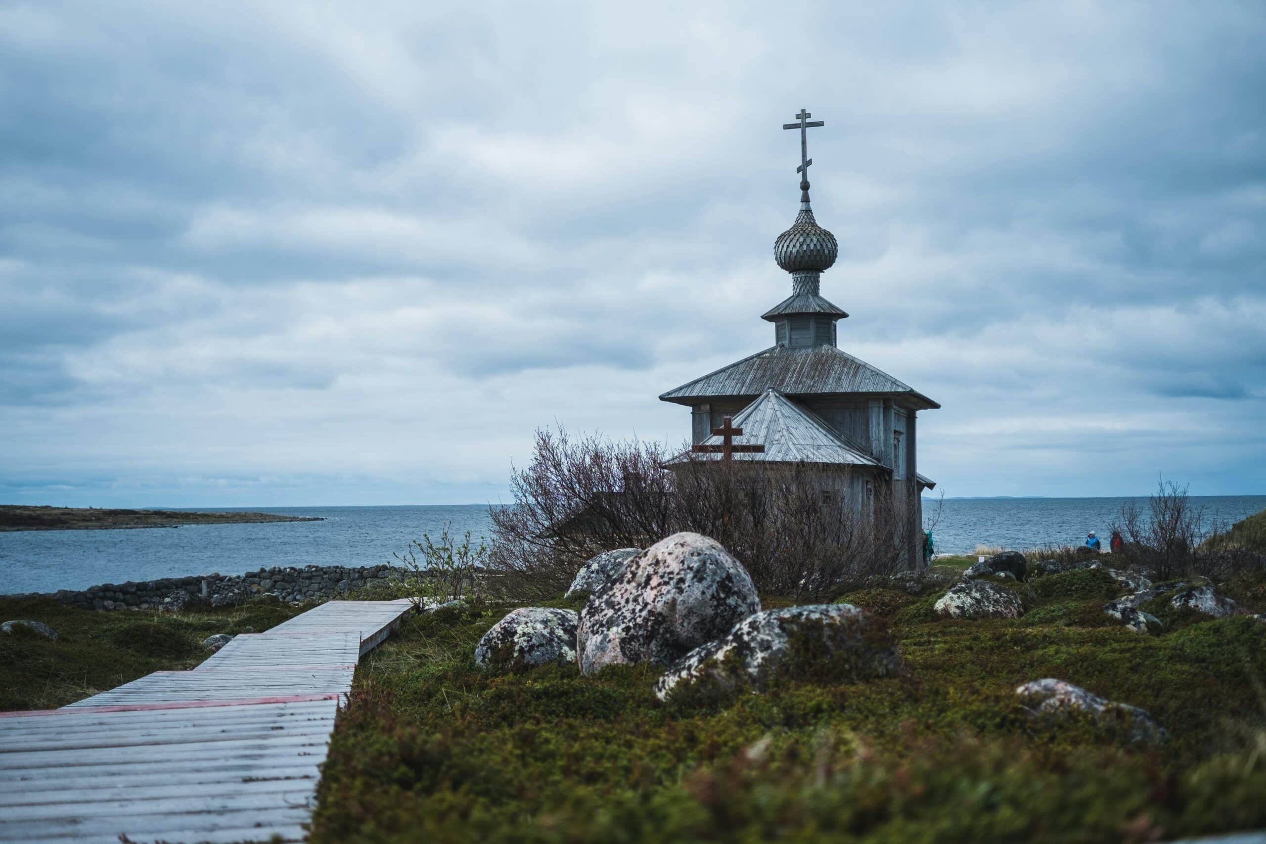 Russian church near water